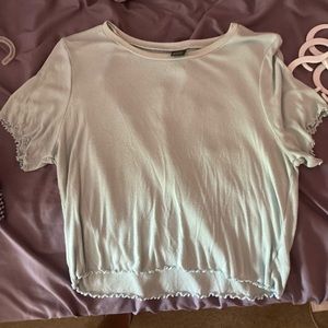 Wild Fable Cropped Blue Top With Rushing On Bottom